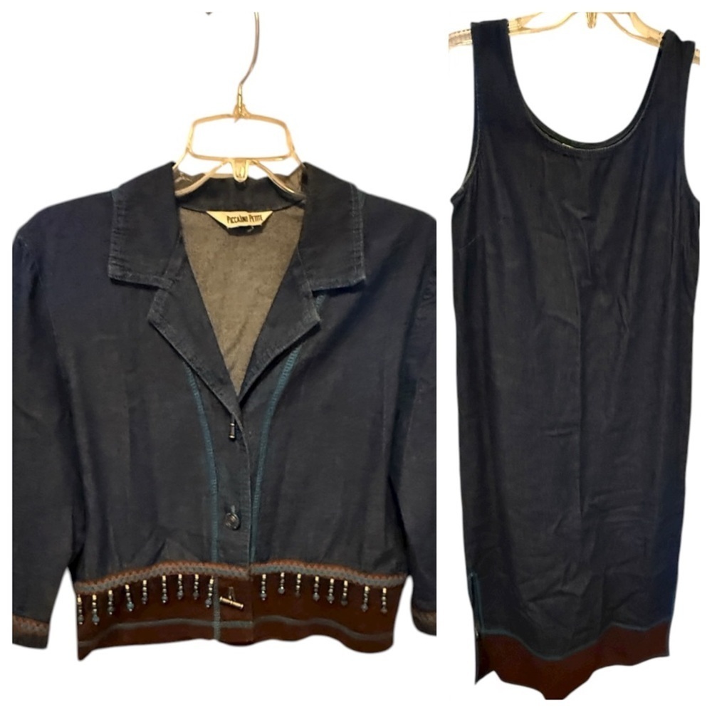 Vintage Piccalino Petite Beaded Dress & Jacket Set
